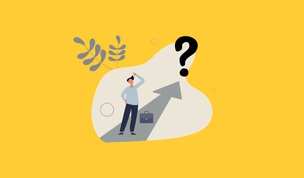 Man thinking about direction graphic