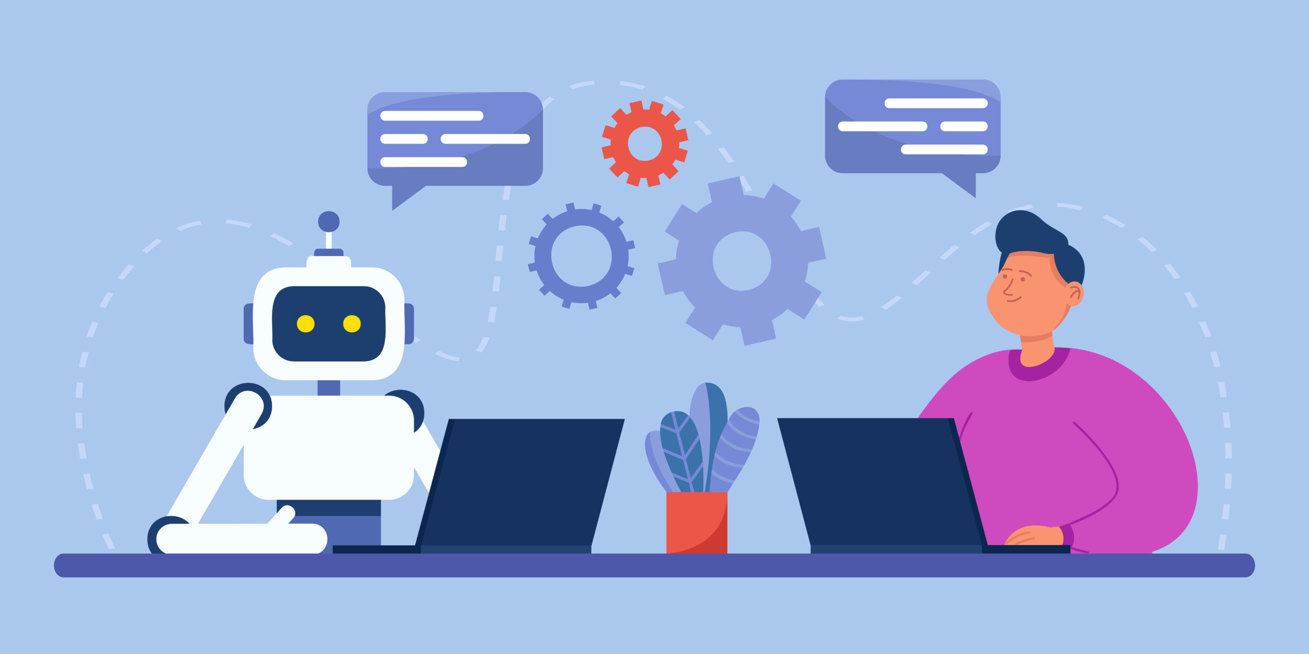 Man and robot working together